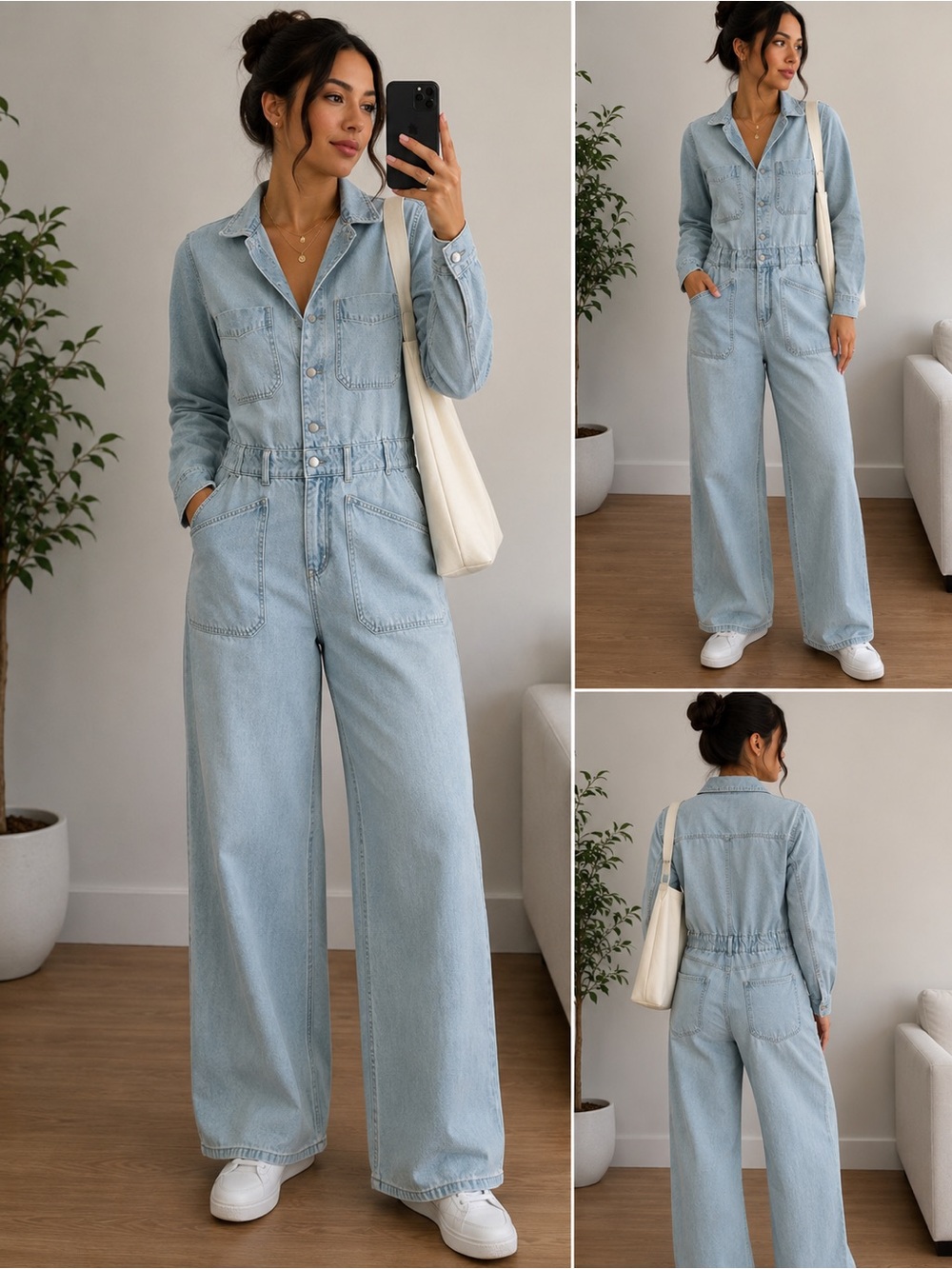 Universal Thread Denim Jumpsuit Women’s Size 8 Light Wash Utility Wide Leg NWT